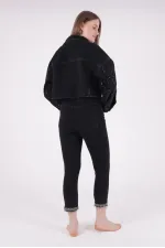 Oversize Short Denim Jacket with Stars and Rhinestones 6005-23-(S-L-5) Regular Anthracite Oversize Short Denim Jacket with Stars and Rhinestones 6005-23-(S-L-5) Regular Anthracite