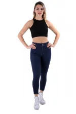 High Waisted Short Skinny Jean  810-17-(28-33) Slubbed Navy Blue