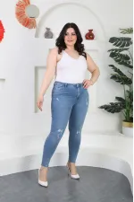 Lazer Yırtıklı Kot Pantolon 526-15-(48-54) Lazer Yırtıklı Kot Pantolon 526-15-(48-54)
