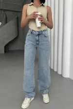 Baggy Denim Trousers with Series Darts 7088-14-(26-31)