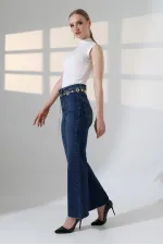 Wide Leg Palazzo Relaxed Jean 1710-01-(27-32) Dark Blue Denim