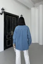 Denim Shirt with Pockets 6097-27-(S+L+3) Rinsed Blue