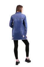 Fringe Finish Boyfriend Denim Jacket 679-02-(S-XL-6) Dark Tinted Denim Fringe Finish Boyfriend Denim Jacket 679-02-(S-XL-6) Dark Tinted Denim
