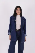 Double Breasted Buttoned Classic Blazer Jacket 6066-26-(S+L+4) Regular Dark Blue Double Breasted Buttoned Classic Blazer Jacket 6066-26-(S+L+4) Regular Dark Blue