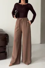 Elastic Waist Linen Pants HS700-72-(S-XL) Soil