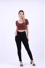 High Waisted Ankle Length Skinny Jean  815-57-(27-32) Denim Black