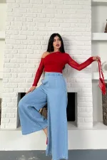 Arkası Lastikli Bol Paça Pantolon 7120-15-(36-42-6)
