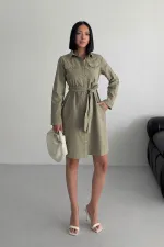 Düğmeli Uzun Gömlek Elbise 6102-74-(S-XL) Düğmeli Uzun Gömlek Elbise 6102-74-(S-XL)