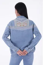 Sırtı Nakışlı Kot Ceket  634-06-(S-XL)