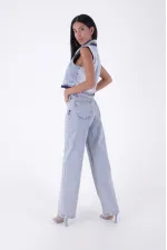 Wide Leg High Waisted Relaxed Jean  718-08-(S-L-3) Snow Light Blue