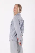 Denim Shirt with Snap Buttons 6013-08-(S-XL-6) Snow Light Blue Denim Shirt with Snap Buttons 6013-08-(S-XL-6) Snow Light Blue