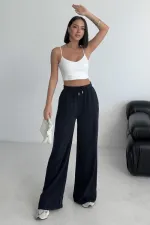 Paça Detaylı Lastikli Keten Pantolon  HS700-73-(S-XL)