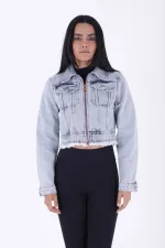 Fermuarlı Püskül Detaylı Kot Ceket 6017-16-(S-XL-6) Fermuarlı Püskül Detaylı Kot Ceket 6017-16-(S-XL-6)