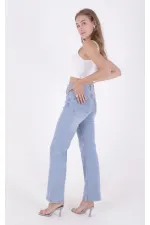 Stitched Hems Wide Leg Relaxed Jean 7026-15-(32-36) Light Blue Denim Stitched Hems Wide Leg Relaxed Jean 7026-15-(32-36) Light Blue Denim