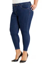 High Waisted Skinny Full Length Jean  515-17-(44-50) Slubbed Navy Blue