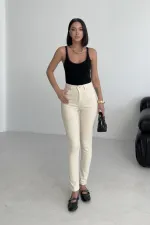 High Waisted Ankle Length Skinny Jean 815-80-(26-31) Natural