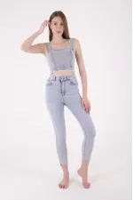 Asimetrik Paçalı Kot Pantolon 935-08-(28-33) Asimetrik Paçalı Kot Pantolon 935-08-(28-33)