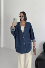 Oversize Yarasa Kollu Kot Ceket 6059-26-(STD-4)