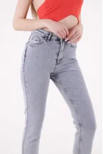 Fringe Ending High Waisted Mom Fit Jean  764-08-(26-33) Snow Light Blue