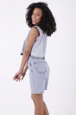 Medium Length Denim Shorts 2001-08-(XS-XXL)