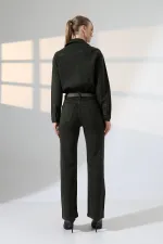 Beli Büzgülü Klasik Kot Tulum  3037-97-(S-L-3)