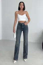 Stitched Hems Wide Leg Relaxed Jean  7026-62-(26-29-4) Middle Blue - Tinted