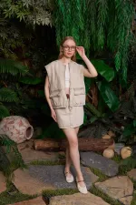 Zip-up Oversize Denim Vest 6073-79-(S+L+4)