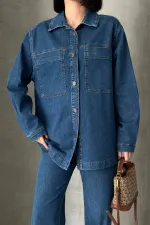 Denim Shirt with Pockets 6097-26-(S+L+3) Regular Dark Blue