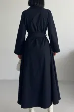 Düğmeli Uzun Boy Kot Elbise 3047-73-(S-XL)