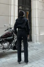 Beli Büzgülü Klasik Kot Tulum 3037-23-(S-L-3)