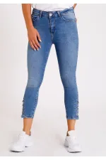Paçası Dört Düğmeli Kot Pantolon 786-15-(28-33) Paçası Dört Düğmeli Kot Pantolon 786-15-(28-33)