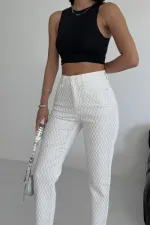 Mom Fit Jean With Rhinestone Detail 7092-50-(28-33) White