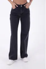 Wide Leg High Waisted Relaxed Jean  718-23-(32-36) Regular Anthracite