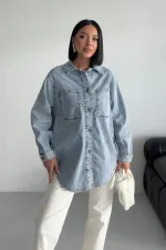 Oversize Kot Gömlek 6090-08-(S+L+3) Oversize Kot Gömlek 6090-08-(S+L+3)