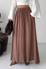 Elasticated Long Skirt HS131-72-(S-L-3) Soil