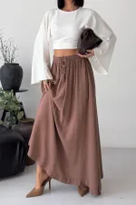 Elasticated Long Skirt HS131-72-(S-L-3) Soil
