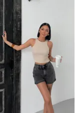 0489 Halter Neck Knitted Blouse - Biscuit 0489 Halter Neck Knitted Blouse - Biscuit