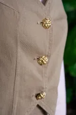 Linen Vest with Buttons HS603-74-(S-XL) Green