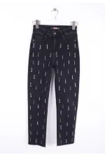 Tek Taraflı Droplı Mom Fit Kot Pantolon  7038-23-(28-33)