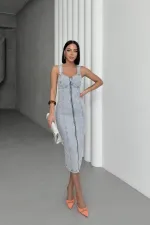 Adjustable Strap Denim Dress 3021-08-(S-XL)