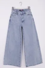 Geniş Saçaklı Paça Peçli  Kot Pantolon 7041-42-(27-32)