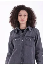 Çıtçıtlı Kot Gömlek  6013-23-(S-XL-6)