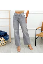 Wide Leg High Waisted Relaxed Jean  718-22-(28-33) Light Grey Denim