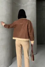 Kadife Detaylı Klasik Kot Ceket 6138-78-(S-XL)