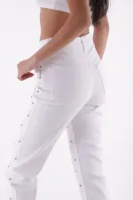 Tek Taraflı Droplı Kot Pantolon 7038-50-(28-33) Tek Taraflı Droplı Kot Pantolon 7038-50-(28-33)