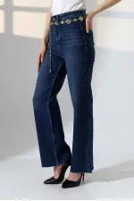 Wide Leg Palazzo Relaxed Jean 1710-01-(27-32) Dark Blue Denim