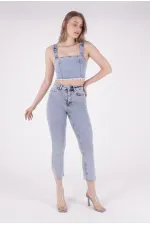 High Waisted Mom Jean with Rhinestones on Leg Hems Sides 1881-08-(26-31) Snow Light Blue High Waisted Mom Jean with Rhinestones on Leg Hems Sides 1881-08-(26-31) Snow Light Blue