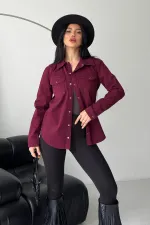 Denim Shirt with Snap Buttons 6013-82-(S-XL-6) Maroon