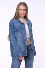 Classic Regular Boyfriend Denim Jacket 650-01-(S-XL-6) Dark Blue Denim Classic Regular Boyfriend Denim Jacket 650-01-(S-XL-6) Dark Blue Denim