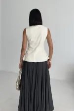 Denim Vest with Slit Front 6086-80-(S-XL) Natural